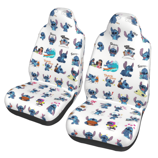 Stitch Car Seat Covers All Emotions Of Stitch Pattern Seat Covers Blue White