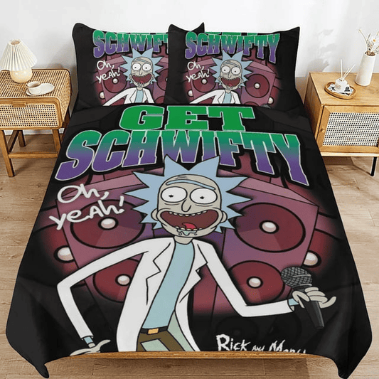 Rick And Morty Bedding Set Rick And Morty Talking In The Mic Duvet Covers Colorful Unique Gift