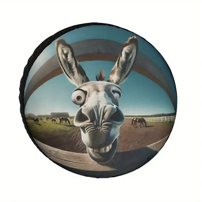 Funny Spare Tire Cover Funny Donkey Face Up Close Tire Covers Gray Blue