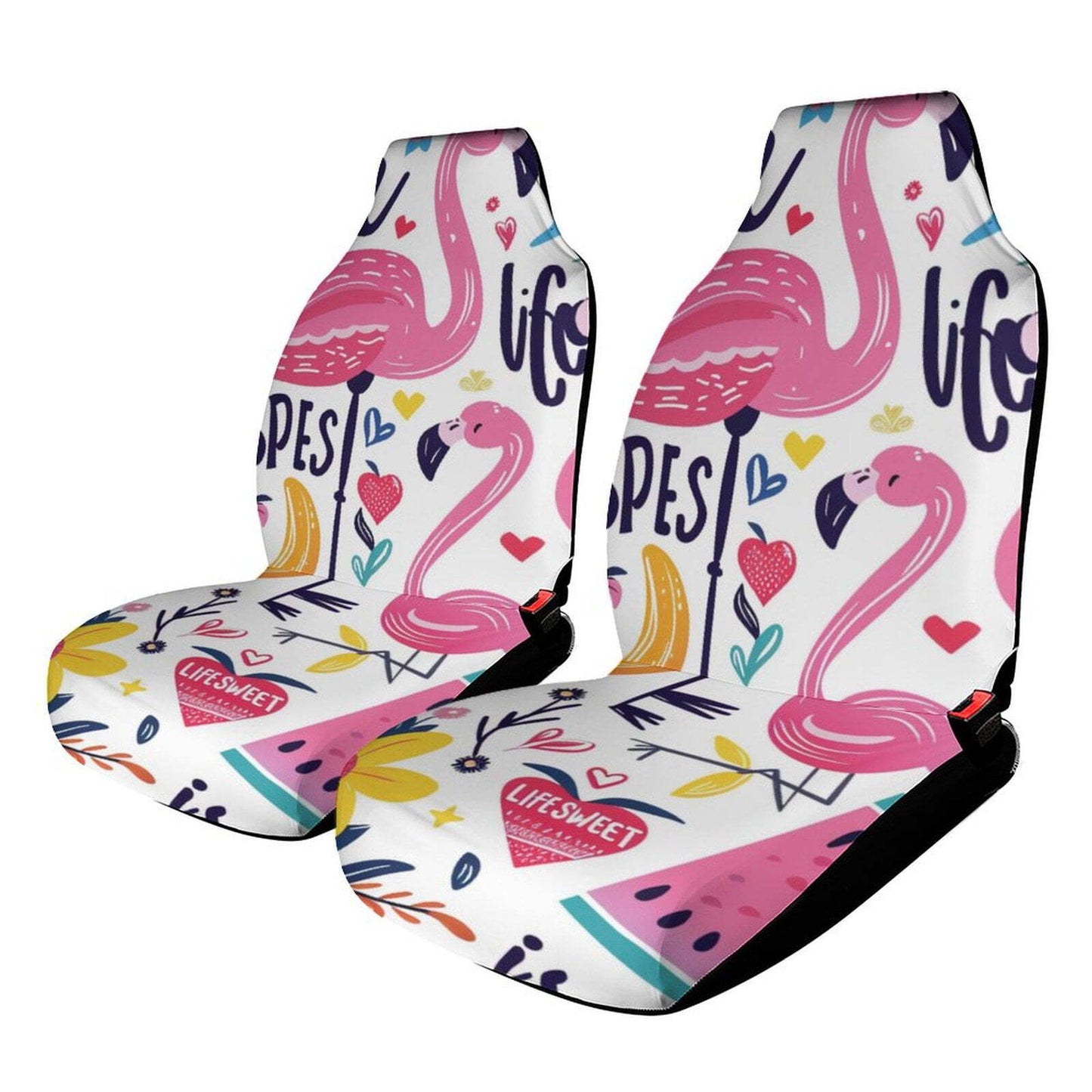 Flamingo Car Seat Covers Flamingo Life Sweet Heart Shape Pattern Seat Covers White Pink