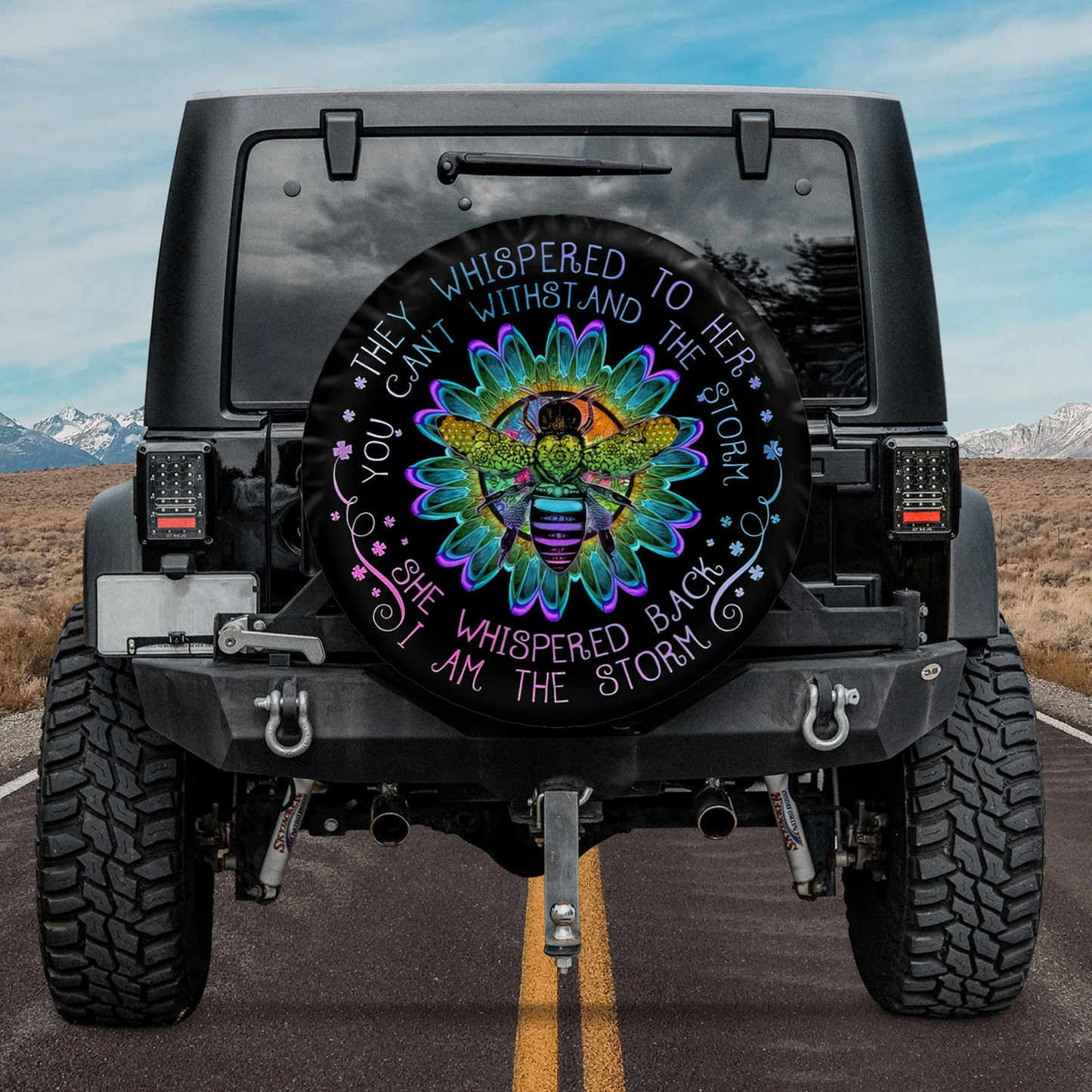 Hippie Spare Tire Cover She Whispered Back I Am The Storm Tire Covers Black Green