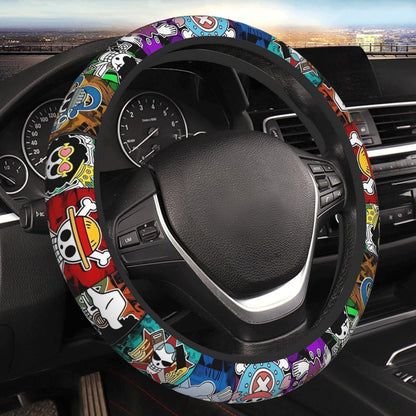 One Piece Steering Wheel Cover One Piece All Jolly Roger Pattern Driving Wheel Cover Colorful