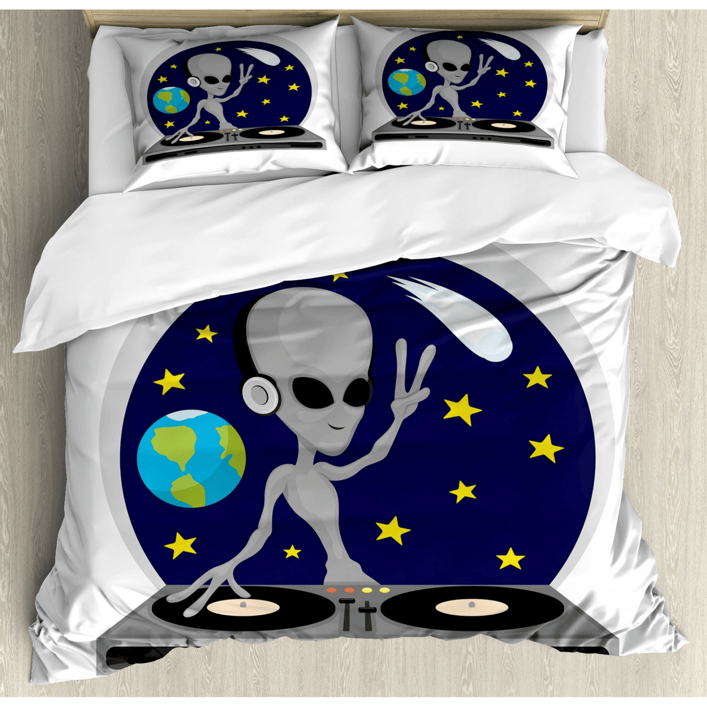 Alien Bedding Set Party DJ Alien Graphic Duvet Covers White Unique Gift