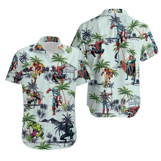 MV Hawaii Shirt Iron Man Thor Captain American Pattern Hawaiian Shirt Colorful Unisex