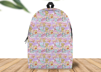 WTP Backpack DN Chibi WTP Piglet Eeyore Tigger Pattern Backpacks Purple