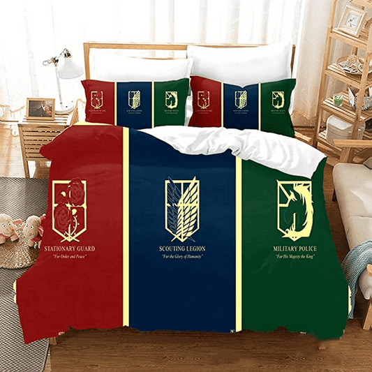 Attack On Titan Bedding Set Attack On Titan All Forces Symbols Duvet Covers Colorful Unique Gift