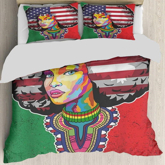 Juneteenth Bedding Set Juneteenth Africa American Girl Duvet Covers Colorful Unique Gift