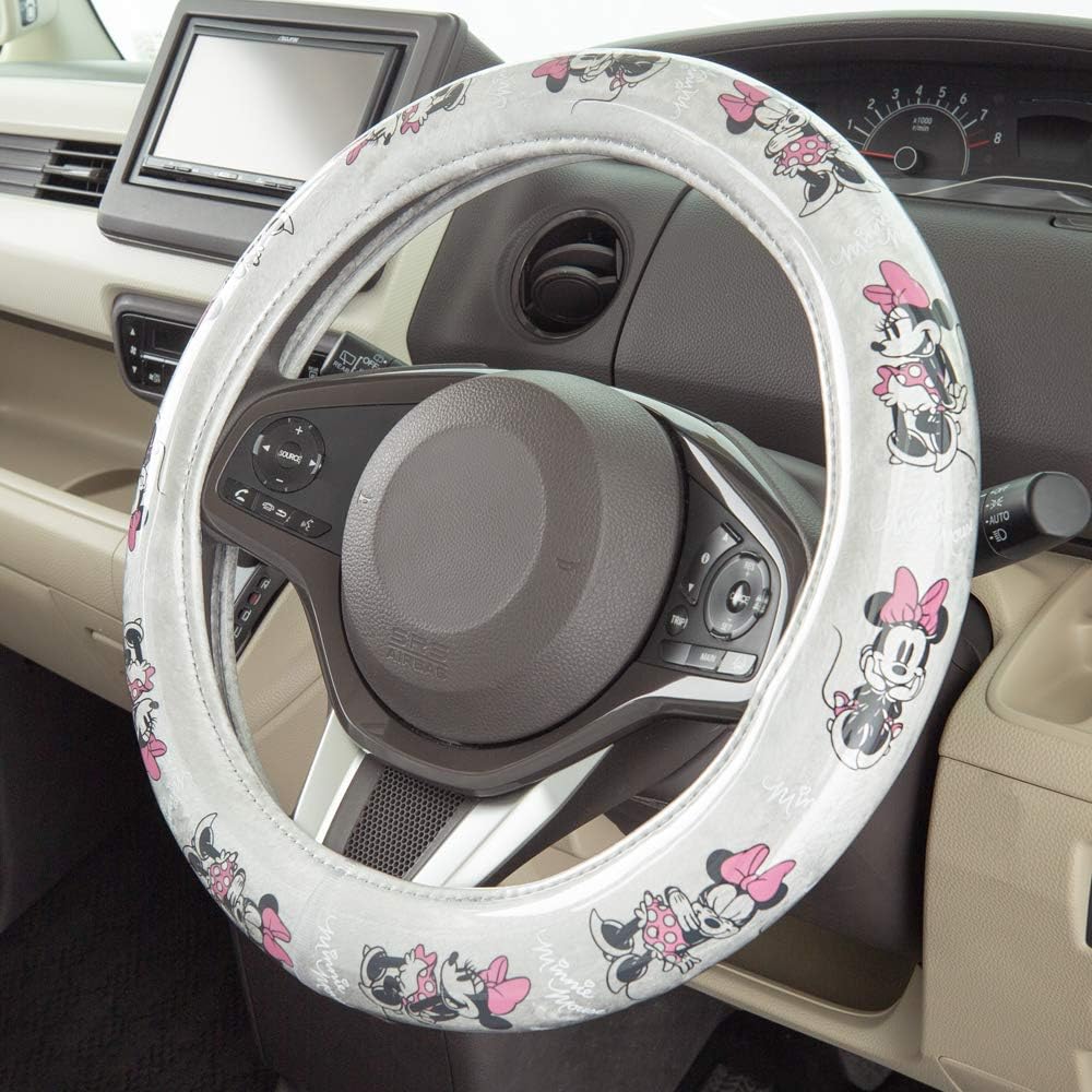 Minnie Steering Wheel Cover Minnie All Poses Pattern Driving Wheel Cover Gray