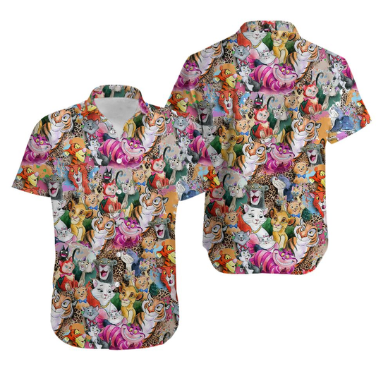 DN Hawaii Shirt All DN Characters Doodle Pattern Hawaiian Shirt Colorful Unisex