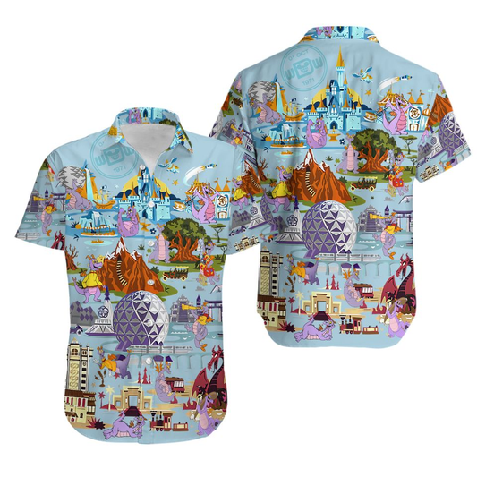 DN Hawaii Shirt All DN Attractions Figment Pattern Hawaiian Shirt Colorful Unisex