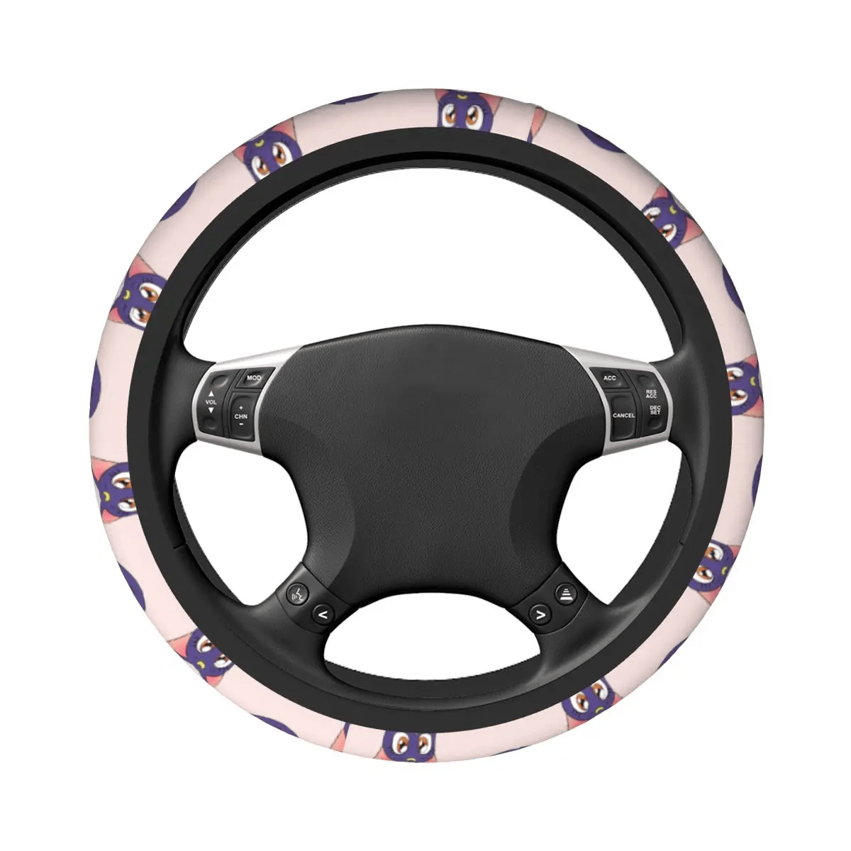 Sailor Moon Steering Wheel Cover Luna Moon Cat Pattern Driving Wheel Cover Black Pink