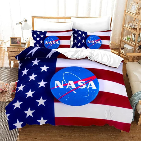 NASA Bedding Set NASA American Flag Graphic Duvet Covers Colorful Unique Gift