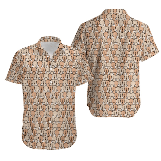 Funny Hawaii Shirt Funny Butt Doodle Pattern Hawaiian Shirt Brown Unisex