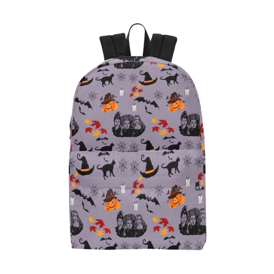 DN Backpack Hocus Pocus Cat Witch Hat Pattern Backpacks Black Purple