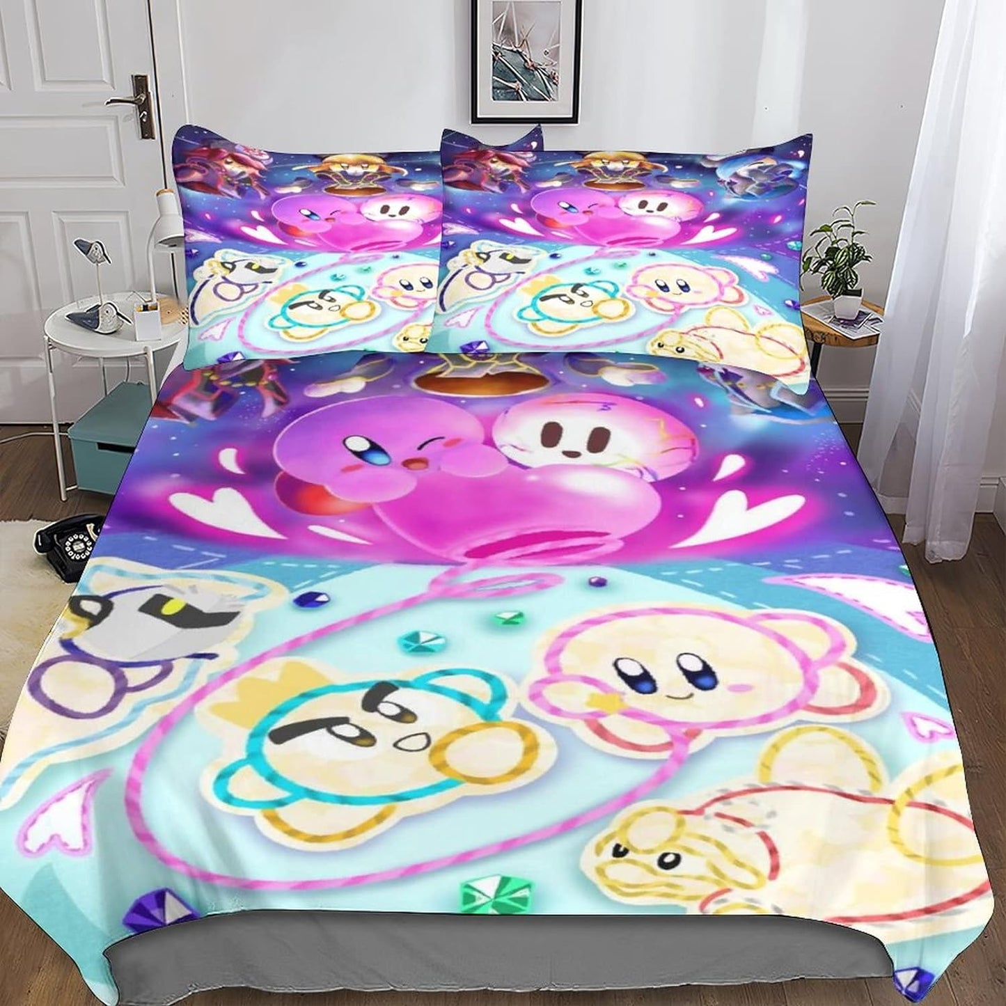 Kirby Bedding Set Kirby Drawing By Yarn Duvet Covers Colorful Unique Gift