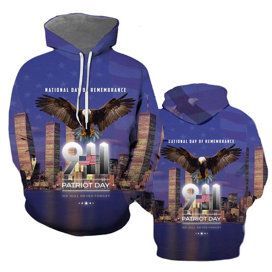 Patriot Day Hoodie National Day On Remembrance 09/11 Hoodie Blue Unisex