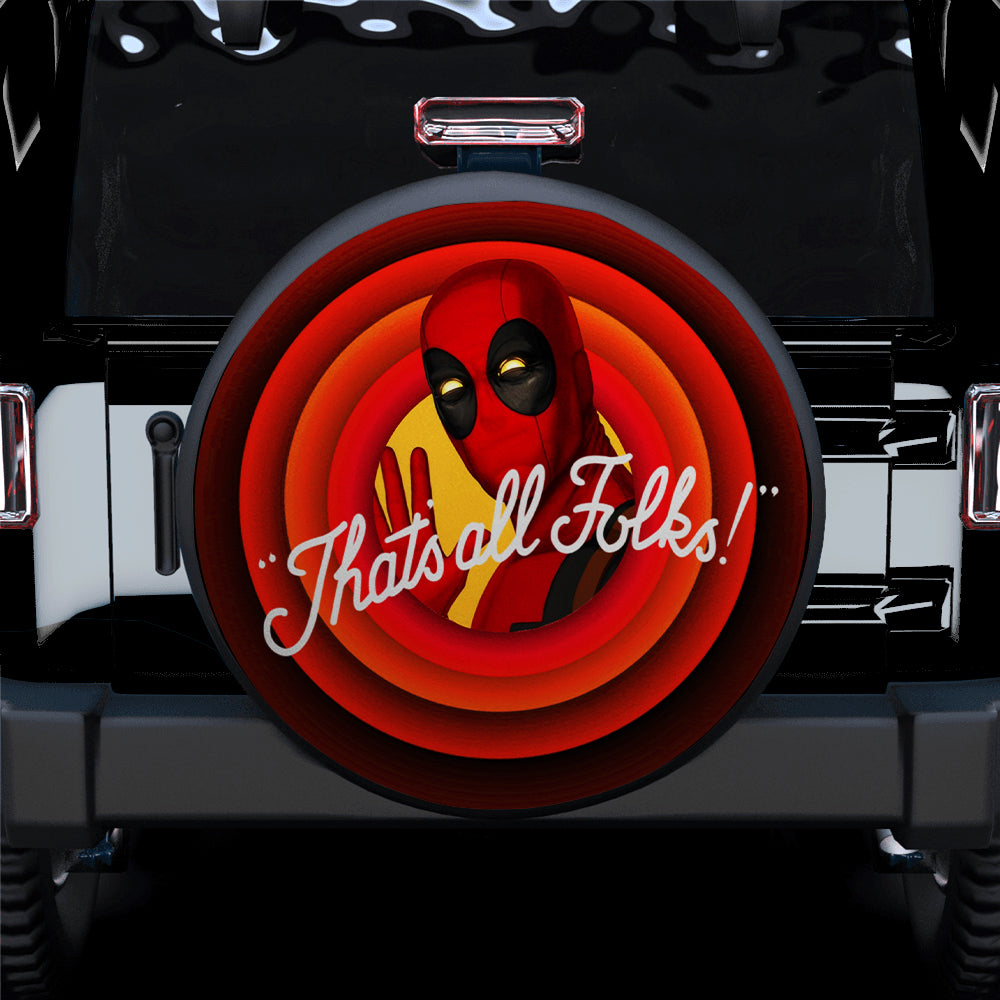 Deadpool Spare Tire Cover MV Deadpool That's All Folks Tire Covers Red