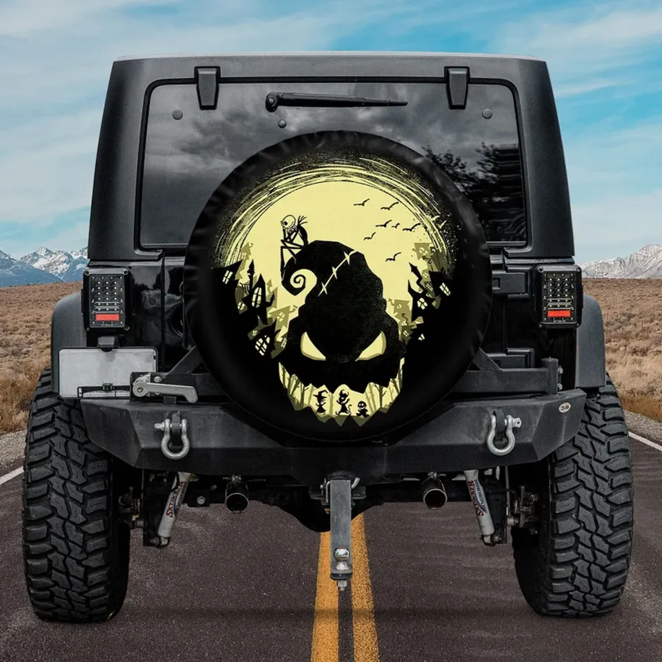 TNBC Spare Tire Cover Oogie Boogie Jack Skellington Tire Covers Black Yellow