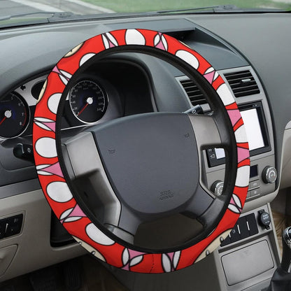 Mario Steering Wheel Cover Super Mario Mushroom Head Pattern Driving Wheel Cover Red White