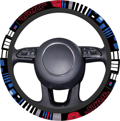 SW Steering Wheel Cover Darth Vader Helmet Uniform Pattern Driving Wheel Cover Black Blue