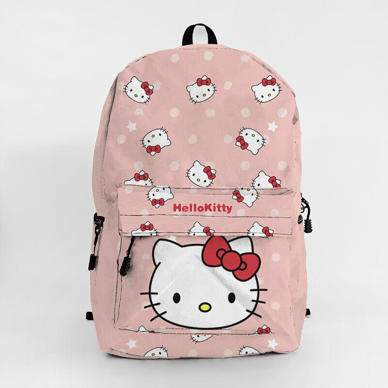 Hello Kitty Backpack Hello Kitty Face Dots Pattern Backpacks Pink – Unifinz