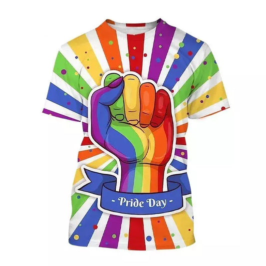 LGBT T-shirt Pride Day Hand Fist Graphic T-shirt Colorful Unisex