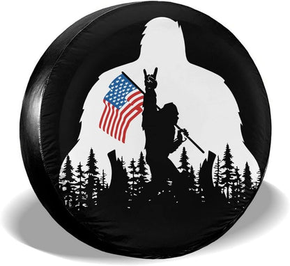 Bigfoot Spare Tire Cover Bigfoot American Flag Moonlight Tire Covers Black White