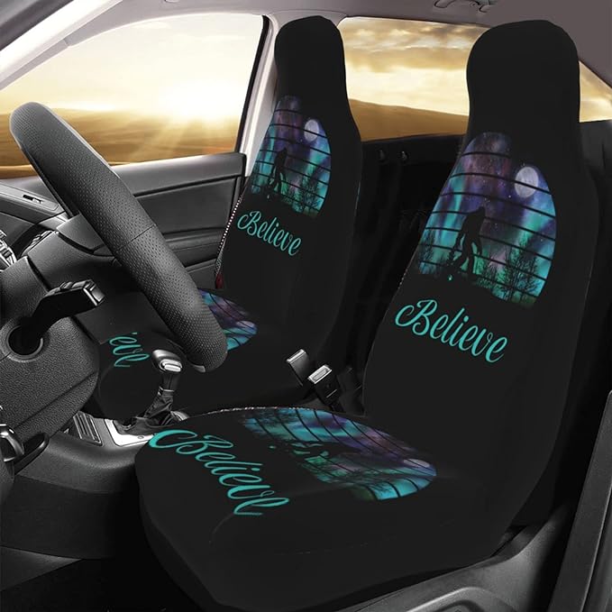 Bigfoot Car Seat Covers Believe Sasquatch Bigfoot In Forest Seat Covers Black