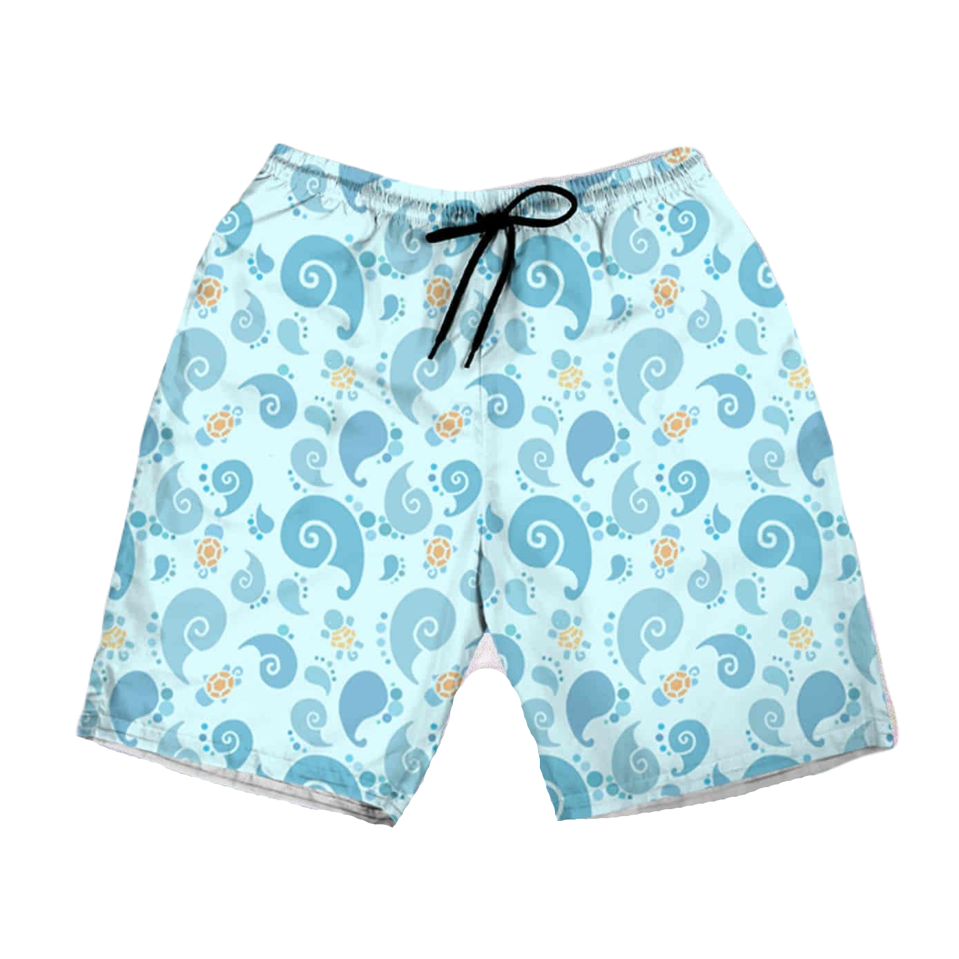 PKM Shorts PKM Squirtle Spiral Shell Pattern Beach Shorts Blue