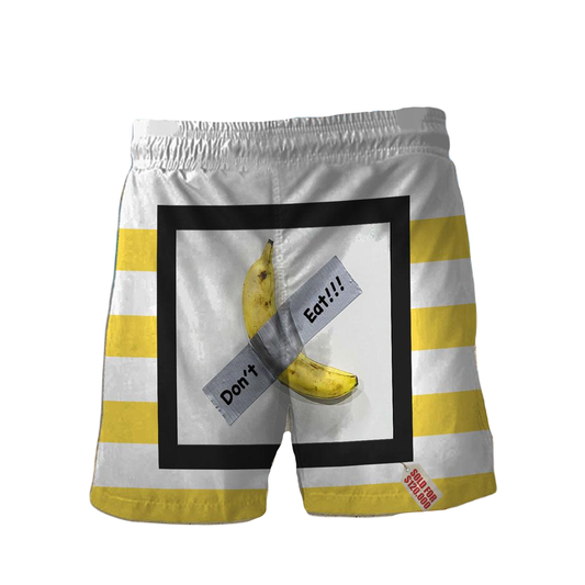 Funny Shorts Dont Eat My Banana Beach Shorts White Yellow