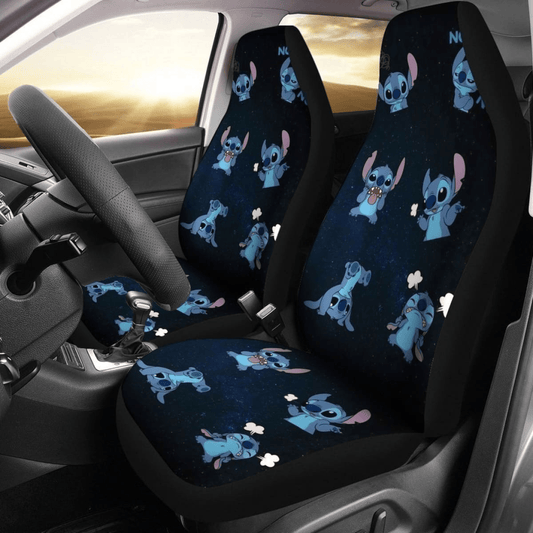 Stitch Car Seat Covers Funny Stitch Emotion Pattern Seat Covers Black Blue