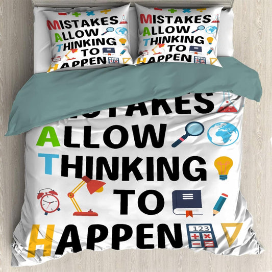 Teacher Bedding Set Mistakes Allow Thinking To Happen Duvet Covers White Unique Gift