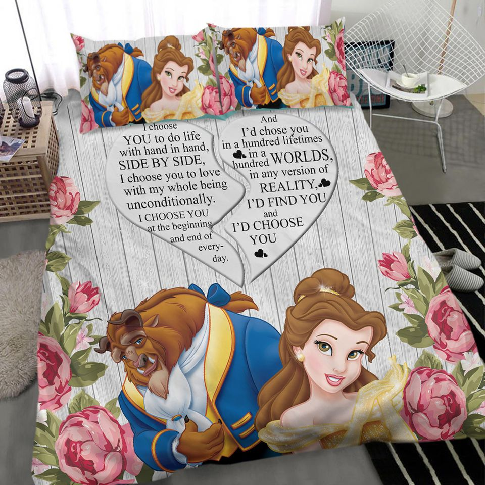 Beauty And The Beast Bedding Set Beauty And The Beast I Choose You Duvet Covers Colorful Unique Gift