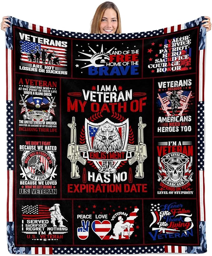Veteran Blanket My Oath Of Enlistment Has No Expiration Date Blanket Black Red