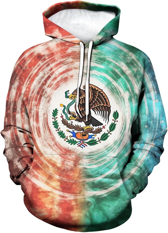 Mexico Hoodie National Symbols Of Mexico Graphic Hoodie Red Blue Unisex