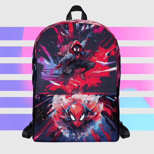 Spiderman Backpack MV Miles Morale Spiderman Art Painting Backpacks Black Red