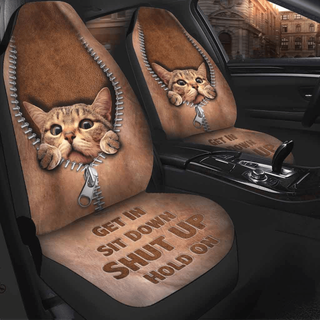 Cat Car Seat Covers Cat Get In Sit Down Shut Up Seat Covers Brown