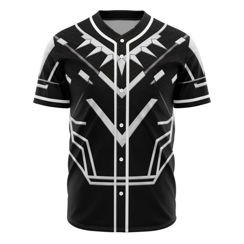 Marvel Jersey Marvel Hero Black Panther Armor Suit Costume Graphic Black White Jersey Shirt Black Panther Baseball Jersey Marvel Baseball Jersey