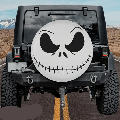 TNBC Spare Tire Cover Jack Skellington Face Detail Pattern Tire Covers White Black