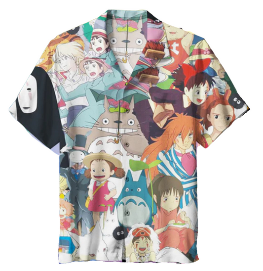 SGhibli Hawaii Shirt All Of SGhibli Characters Graphic Hawaiian Shirt Colorful Unisex