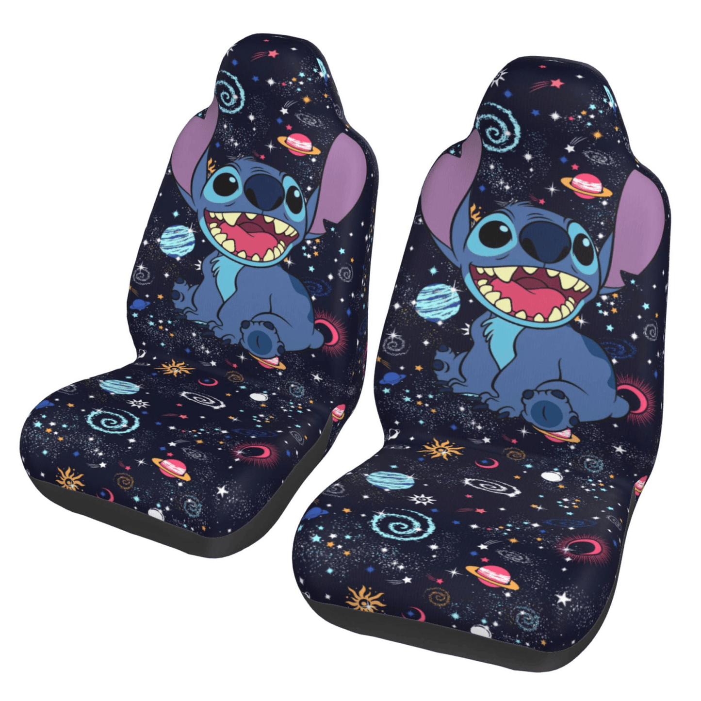 Stitch Car Seat Covers Stitch Outer Space Graphic Seat Covers Black Blue