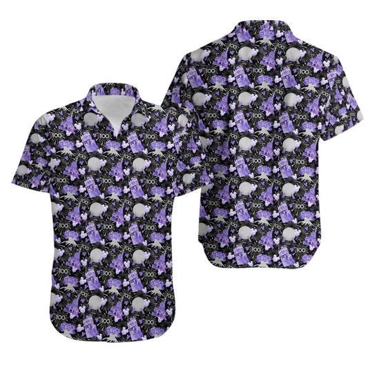 DN Hawaii Shirt DN 100th Anniversary Pattern Hawaiian Shirt Black Purple Unisex