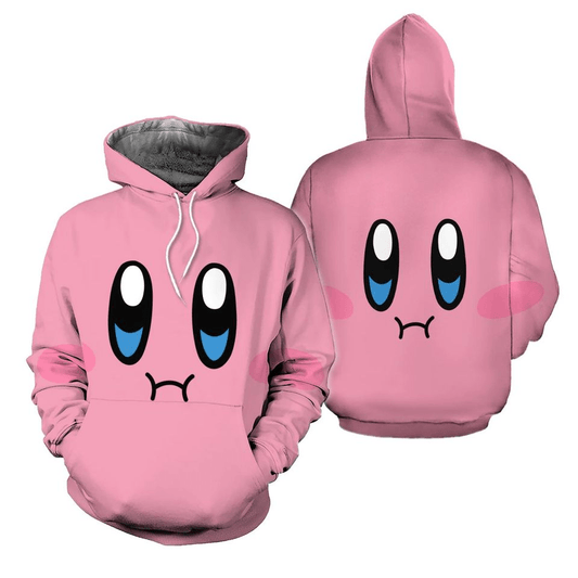 Kirby Hoodie Kirby Game Character Pouting Face Hoodie Pink Unisex