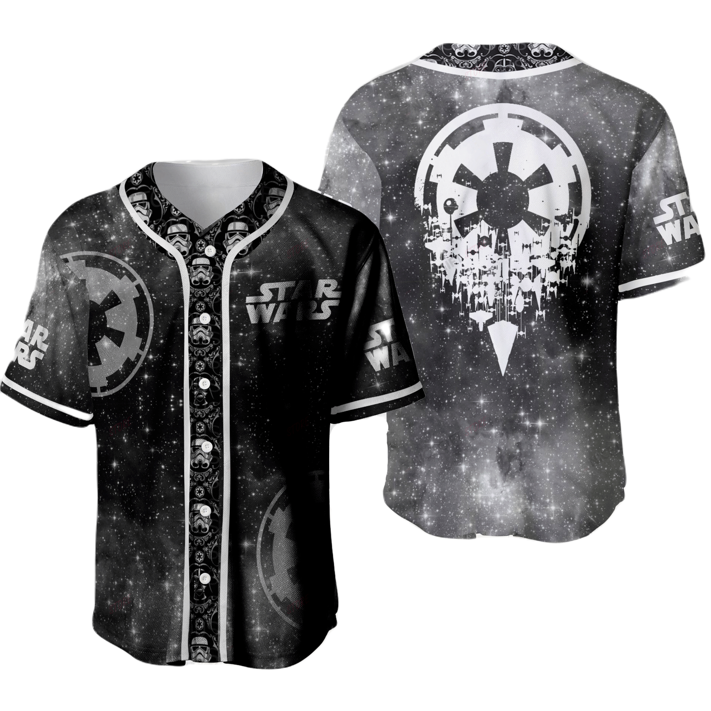 SW Baseball Jersey Galactic Empire Logo SW Jersey Shirt Black White Unisex Adult New Release