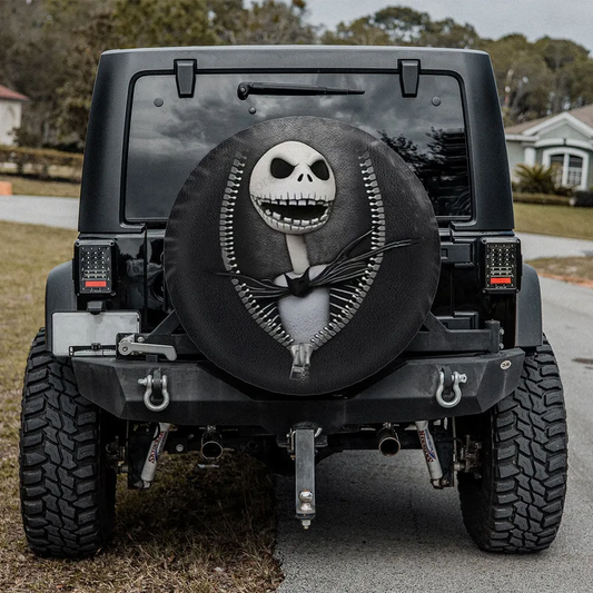 TNBC Spare Tire Cover Jack Skellington In Zipper Tire Covers Black Gray