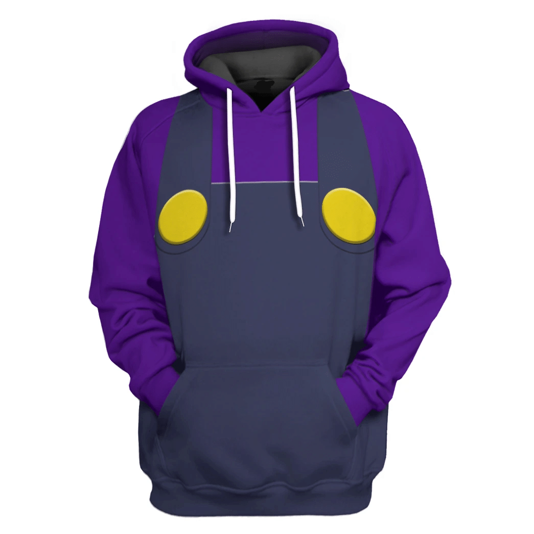 Super Mario Costume Hoodie Game Character Waluigi Costume T-shirt Sweatshirt Purple Unisex Adults