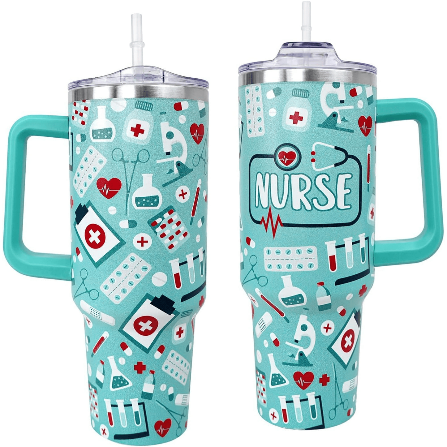 Nurse 40 Oz Tumbler Nurse Stethoscope Medicines Pattern Tumbler 40 Oz Green