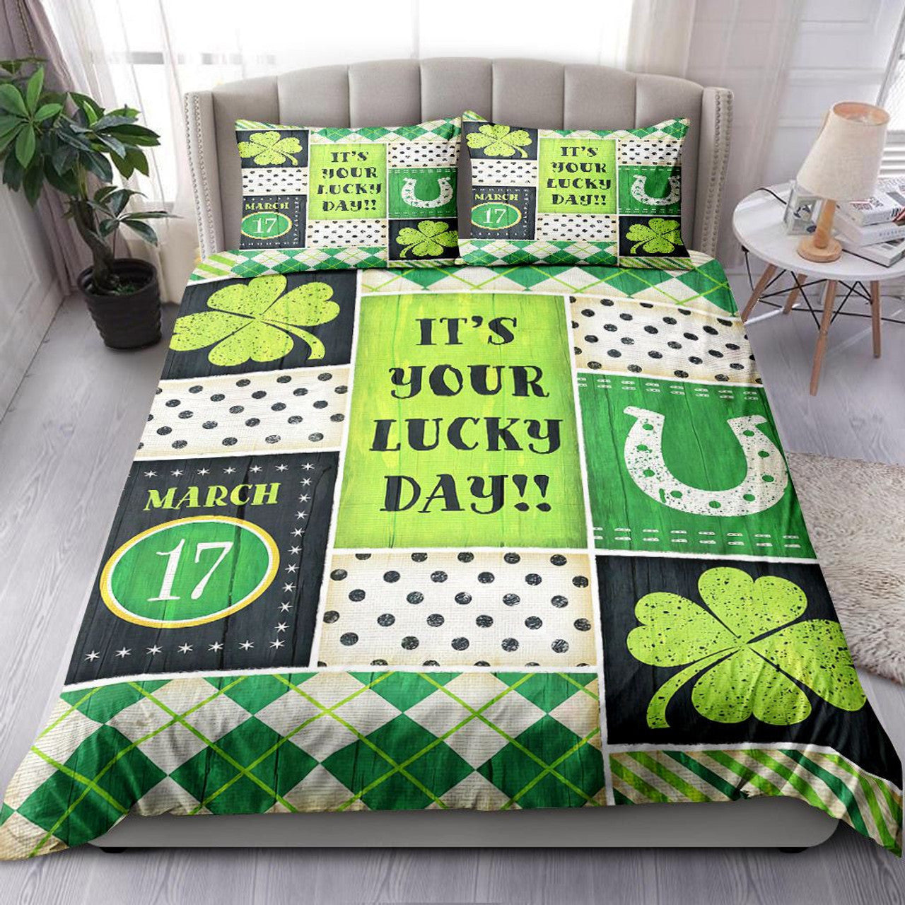 St Patrick Day Bedding Set St Patrick Day It's Your Lucky Day Duvet Covers Green Unique Gift