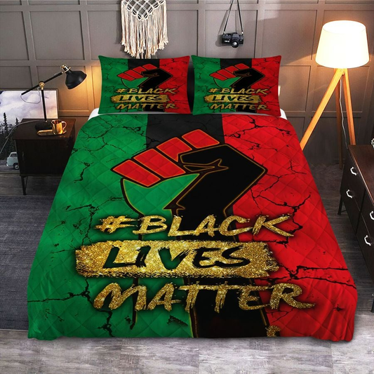 BLM Bedding Set Black Live Matter Hand Fist Duvet Covers Colorful Unique Gift