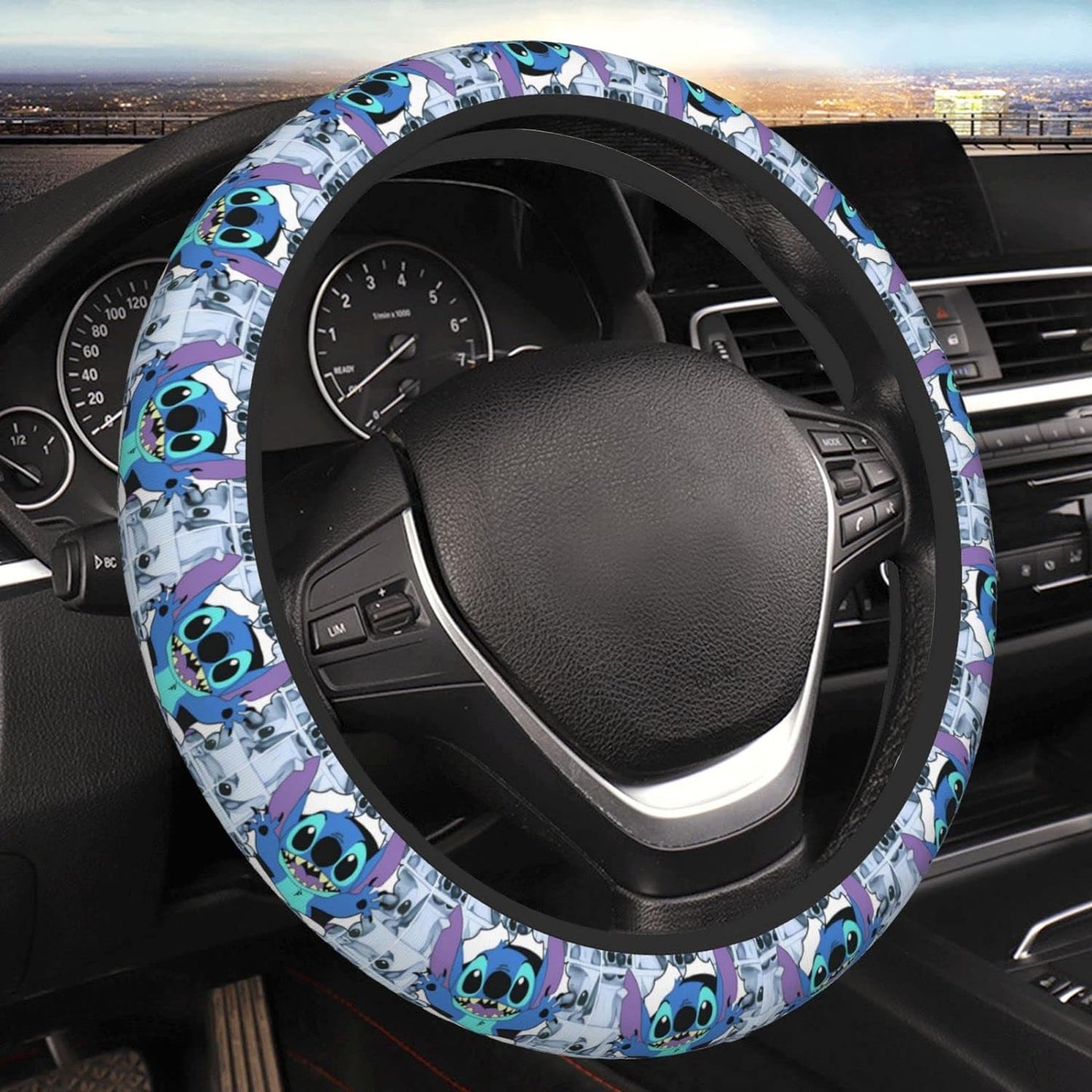 Stitch Steering Wheel Cover Stitch Tearing The Paper Driving Wheel Cover Blue